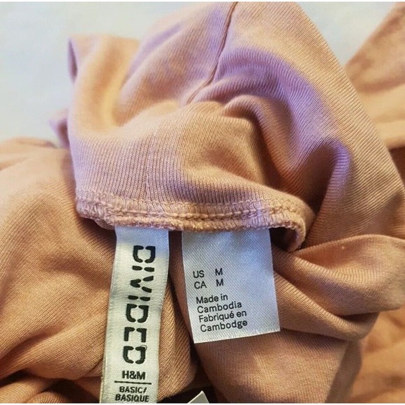 Divided H&M Womens Turtleneck Blouse Top Size Medium Pink Long Sleeve Stretch - Picture 7 of 11